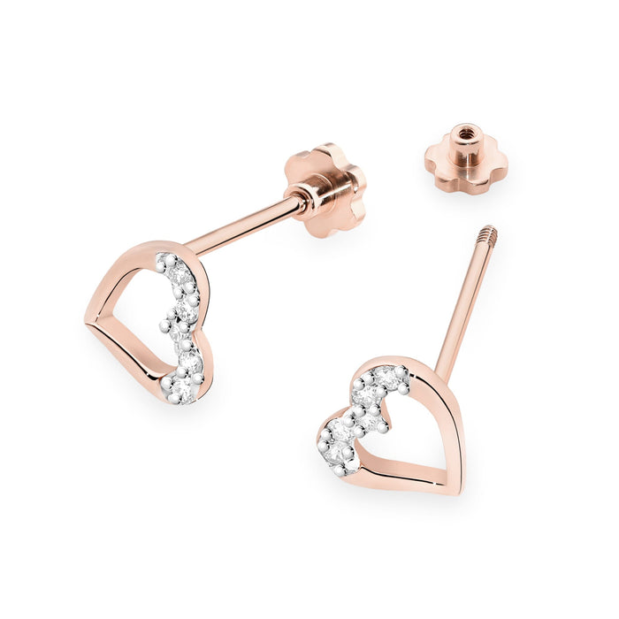 Cercei Aur 14K cu Diamante Naturale 0.09 ct Filet cu Protectie