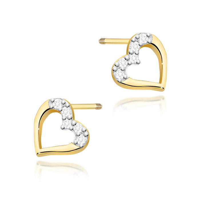 Cercei Aur 14K cu Diamante Naturale 0.09 ct Filet cu Protectie