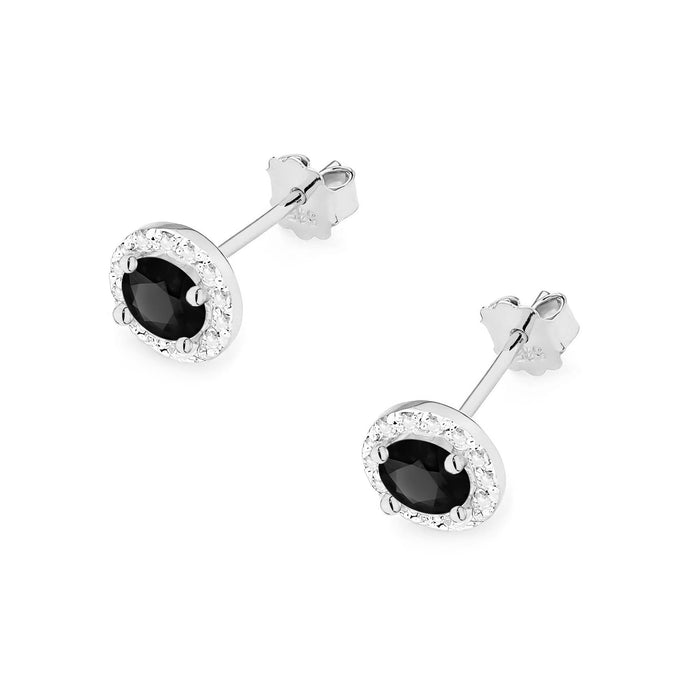 Cercei Aur 14K cu Diamant Negru 1.00 ct si Diamante Naturale 0.24 ct