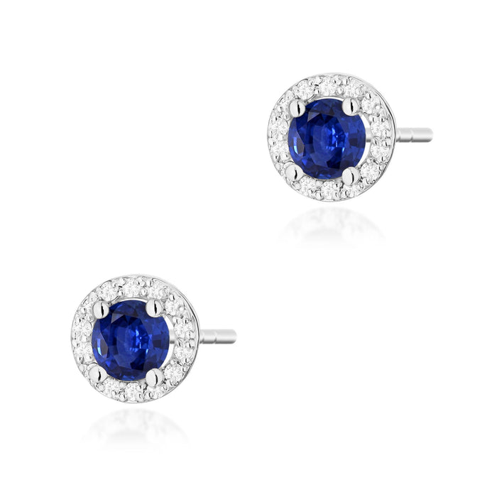 Cercei Aur 14K cu Safir 1.00 ct si Diamante Naturale 0.24 ct