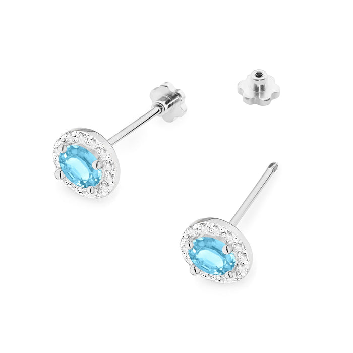 Cercei Aur 14K K0509 Topaz Swiss 2 x 0,50ct cu Diamante 0,241ct