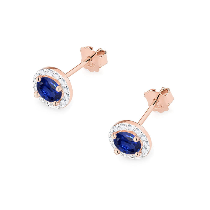 Cercei Aur 14K cu Safir 1.00 ct si Diamante Naturale 0.24 ct