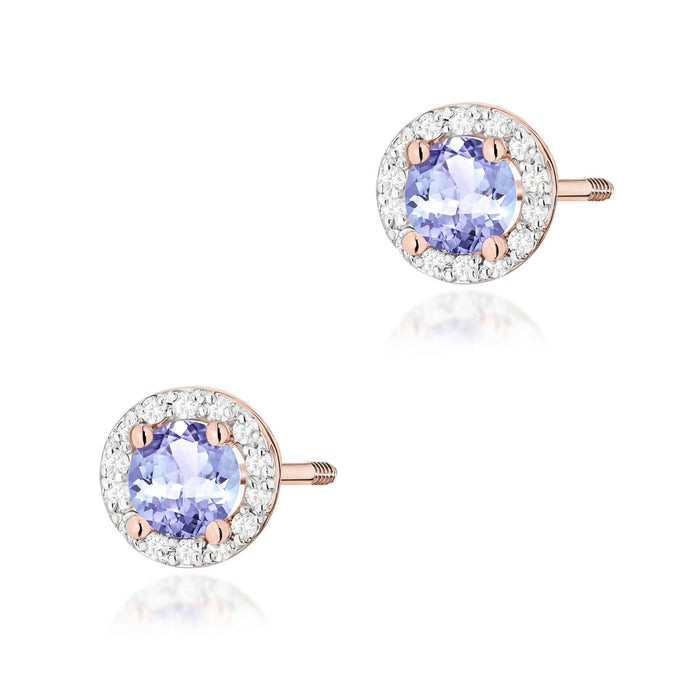 Cercei Aur 14K K0509 Tanzanit 2 x 0,50ct cu Diamante 0,241ct