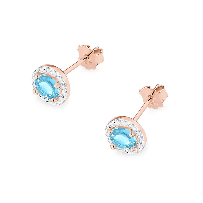 Cercei Aur 14K cu Topaz 1.00 ct si Diamante Naturale 0.24 ct