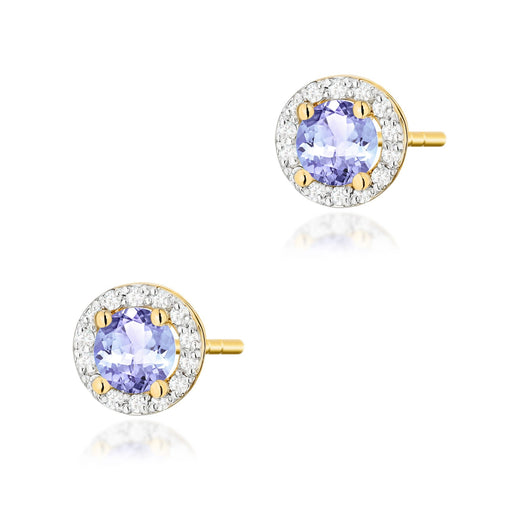 Cercei Aur 14K K0509 Tanzanit 2 x 0,50ct cu Diamante 0,241ct
