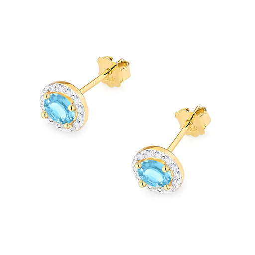 Cercei Aur 14K cu Topaz 1.00 ct si Diamante Naturale 0.24 ct