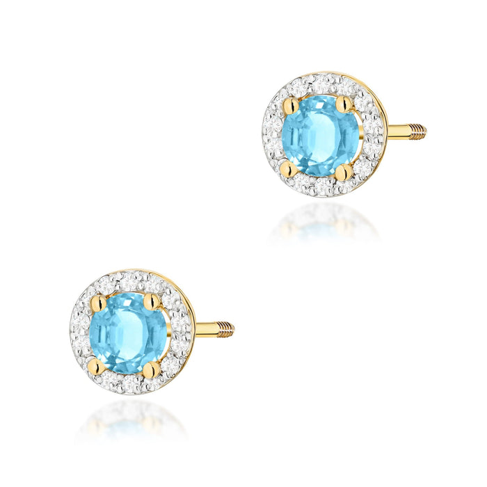 Cercei Aur 14K K0509 Topaz Swiss 2 x 0,50ct cu Diamante 0,241ct