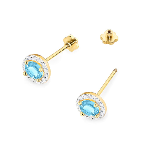 Cercei Aur 14K K0509 Topaz Swiss 2 x 0,50ct cu Diamante 0,241ct