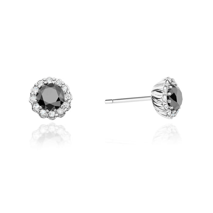 Cercei Aur 14K cu Diamant Negru 1.00 ct si Diamante 0.20 ct