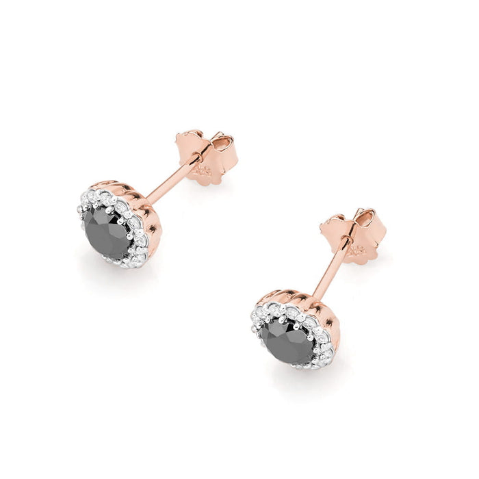 Cercei Aur 14K cu Diamant Negru 1.00 ct si Diamante 0.20 ct