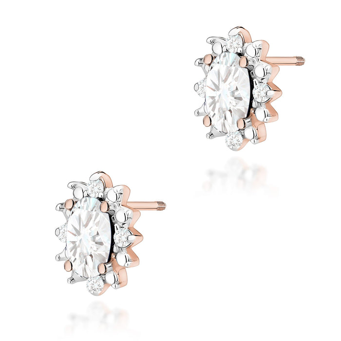 Cercei Aur 14K Cu Diamante Laborator 2 x 0.25ct Ovali