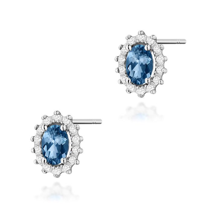 Cercei Aur 14K cu Topaz London Blue 0.50 ct si Diamante Naturale 0.24 ct