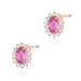 Cercei Aur 14K cu Pink Sapphire 0.50 ct si Diamante Naturale 0.24 ct Filet cu Protectie