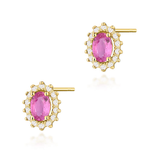 Cercei Aur 14K cu Pink Sapphire 0.50 ct si Diamante Naturale 0.24 ct