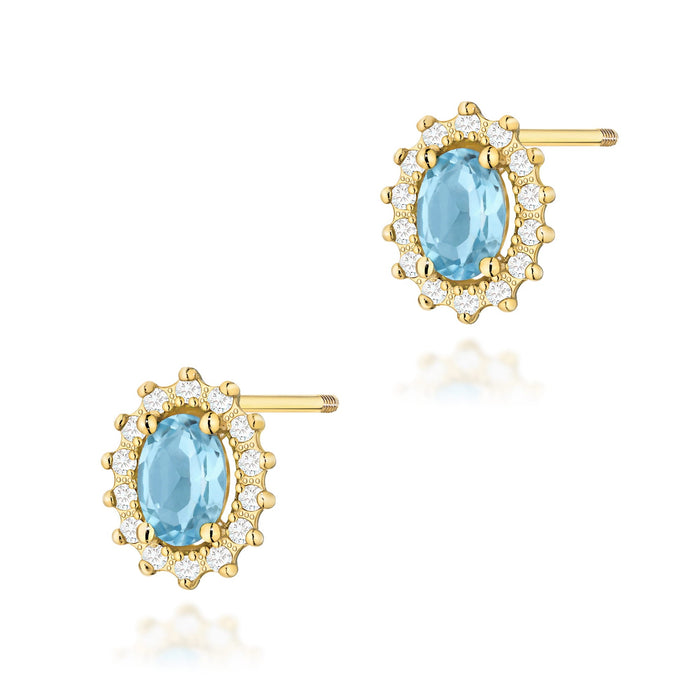 Cercei Aur 14K cu Topaz Swiss 0.50 ct si Diamante Naturale 0.24 ct Filet cu Protectie