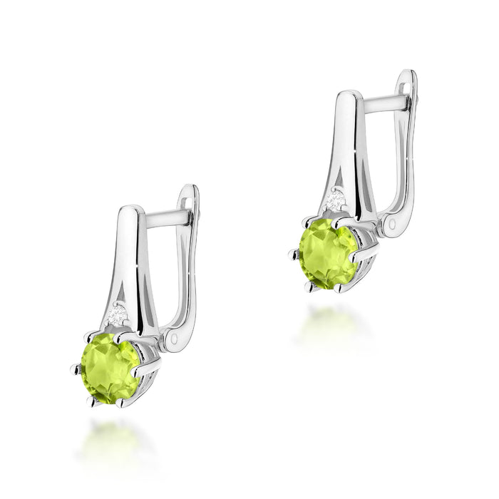 Cercei Aur 14k cu Peridot 1.20 ct si Diamante Naturale Naturale 0.03 ct