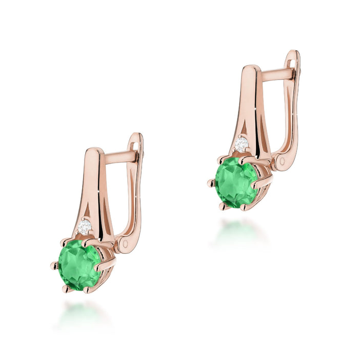 Cercei Aur 14k cu Smarald 1.00 ct si Diamante Naturale Naturale 0.03 ct