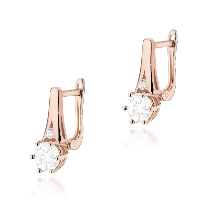 Cercei Aur 14k cu Safir Alb 1.20 ct si Diamante Naturale Naturale 0.03 ct