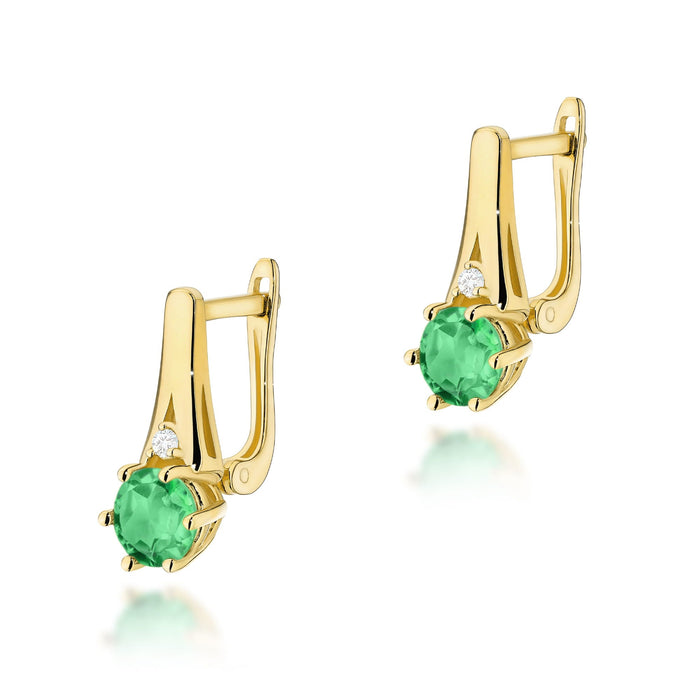 Cercei Aur 14k cu Smarald 1.00 ct si Diamante Naturale Naturale 0.03 ct