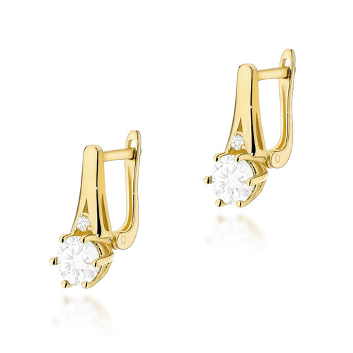 Cercei Aur 14K cu White Sapphire 0.60 ct si Diamante Naturale 0.03 ct