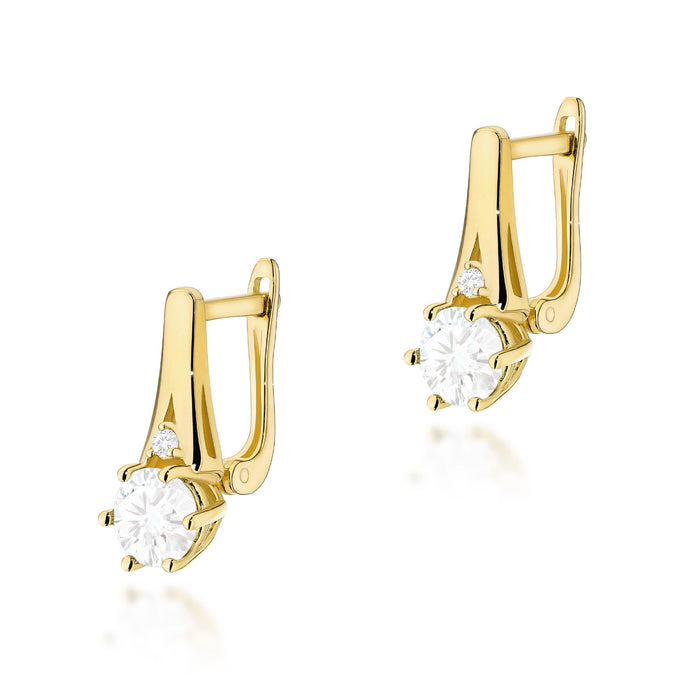 Cercei Aur 14K cu White Sapphire 0.60 ct si Diamante Naturale 0.03 ct