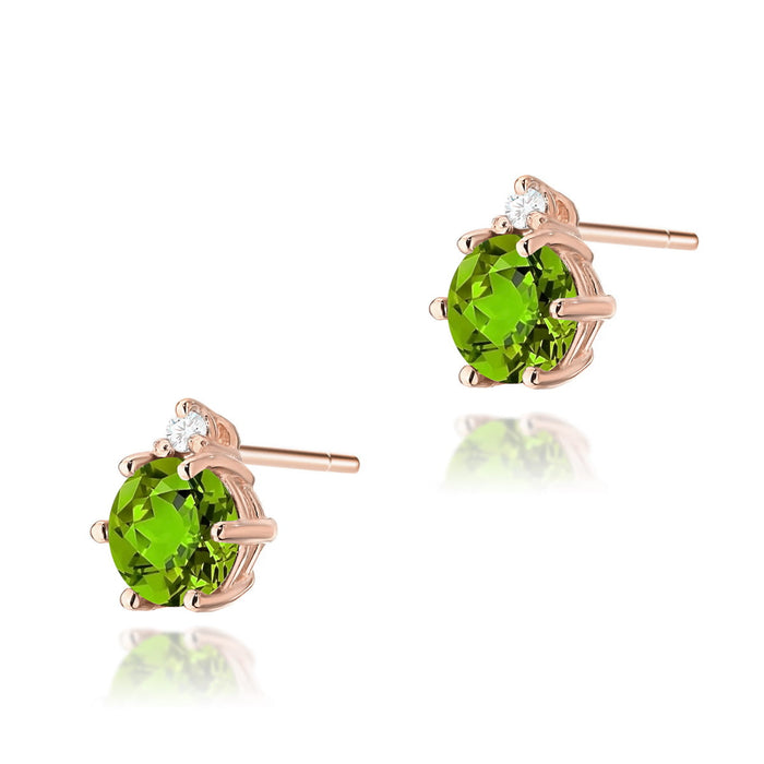 Cercei Aur 14K cu Peridot 1.20 ct si Diamant Natural 0.03 ct