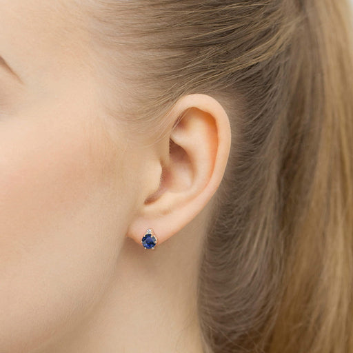 Cercei Aur 14K cu Safir 1.00 ct si Diamant Natural 0.03 ct