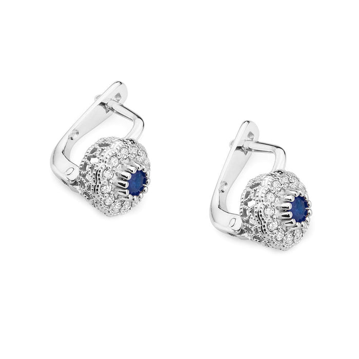 Cercei Aur 14K cu Safir 0.30 ct si Diamante Naturale 0.20 ct