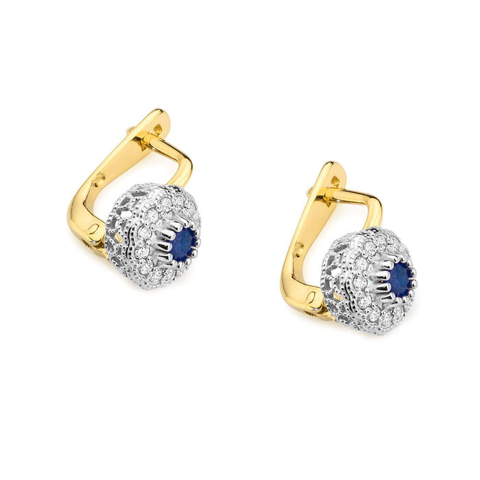 Cercei Aur 14K cu Safir 0.30 ct si Diamante Naturale 0.21 ct