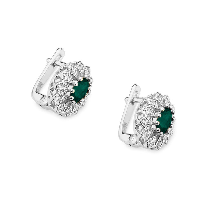 Cercei Aur 14K cu Smarald 0.80 ct si Diamante Naturale Naturale 0.20 ct