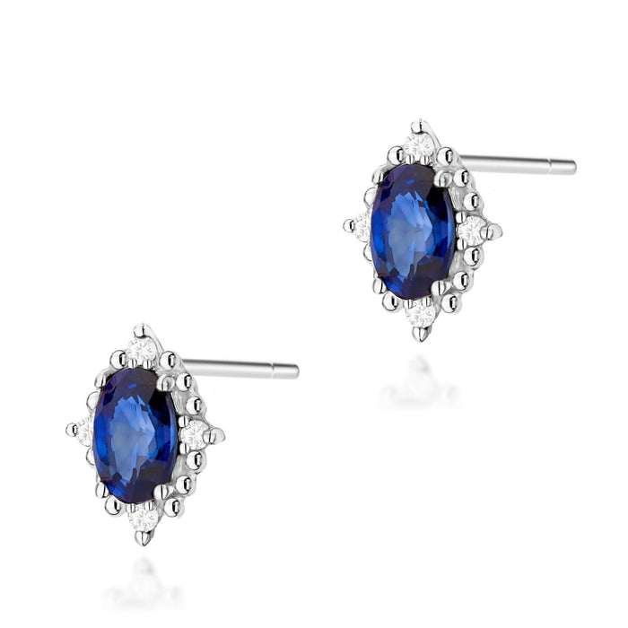 Cercei Aur 14K cu Safir 0.30 ct si Diamante Naturale 0.04 ct