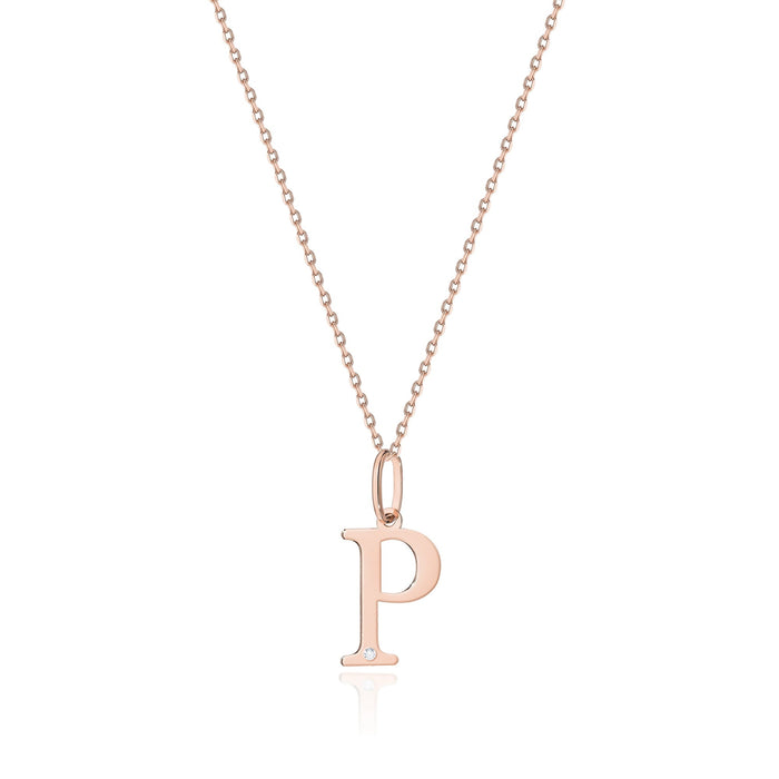 Colier cu pandantiv litera W din Aur 14K cu Diamant Natural 0.005 ct