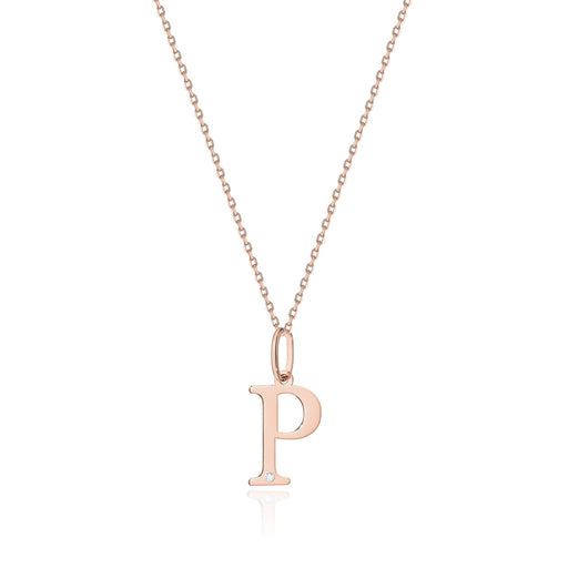 Colier cu pandantiv litera W din Aur 14K cu Diamant Natural 0.005 ct