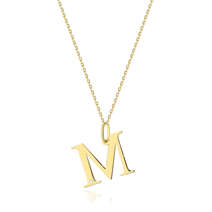 Colier cu pandantiv litera S din Aur 14K cu Diamant Natural Natural 0.005 ct