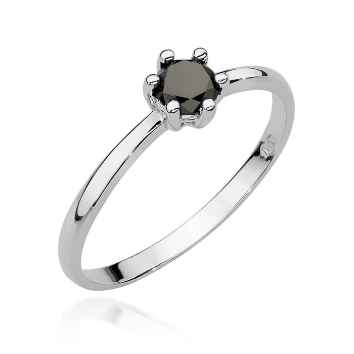 Inel Aur 14K cu Diamant Natural Negru 0.30 ct
