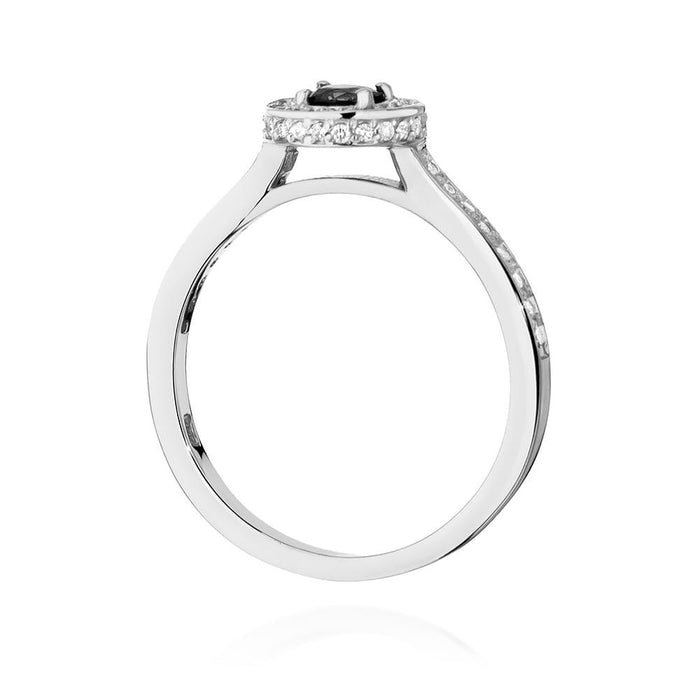 Inel Aur 14k cu Diamant Negru 0.30 ct si Diamante Naturale 0.34 ct