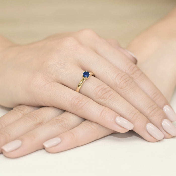 Inel Aur 14k cu Safir 0.50 ct si Diamante Naturale 0.01 ct