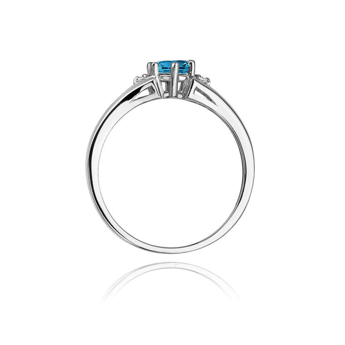 Inel Aur 14K cu Topaz London Blue 0.50 ct si Diamante Naturale