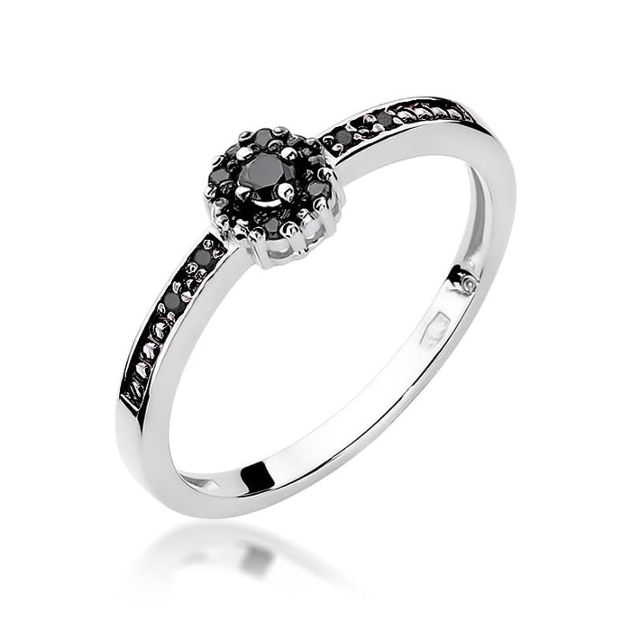 Inel Aur 14k cu Diamante Naturale Negre 0.09 ct