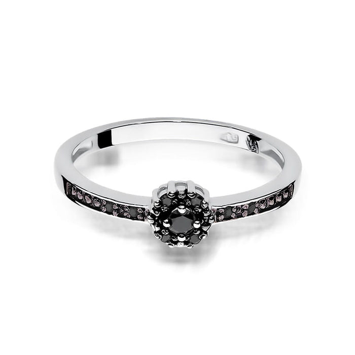 Inel Aur 14k cu Diamante Naturale Negre 0.09 ct