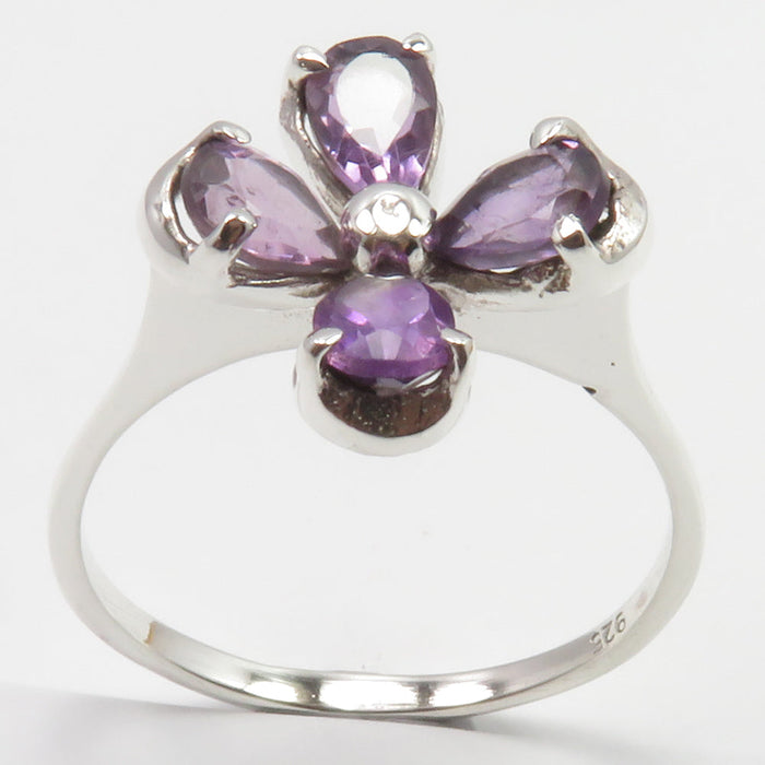 Inel Argint 925 Floare cu Ametist
