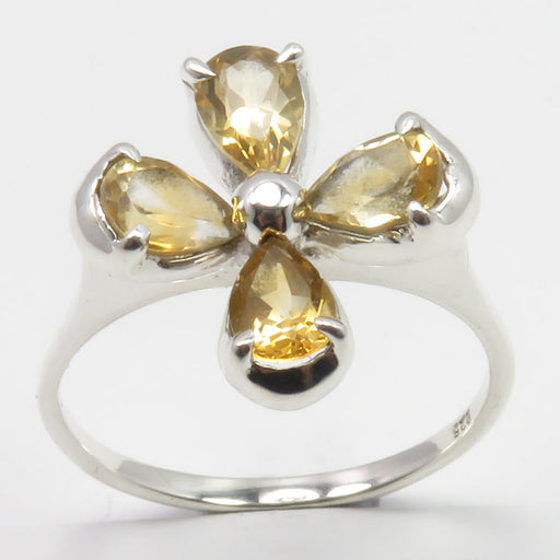 Inel Argint 925 Floare cu Citrine