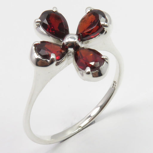 Inel Argint 925 Floare cu Garnet