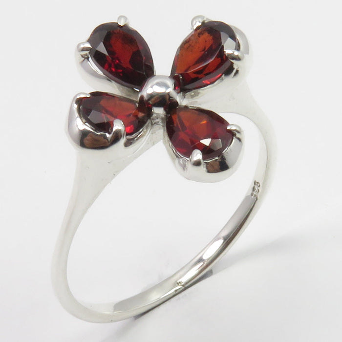Inel Argint 925 Floare cu Garnet
