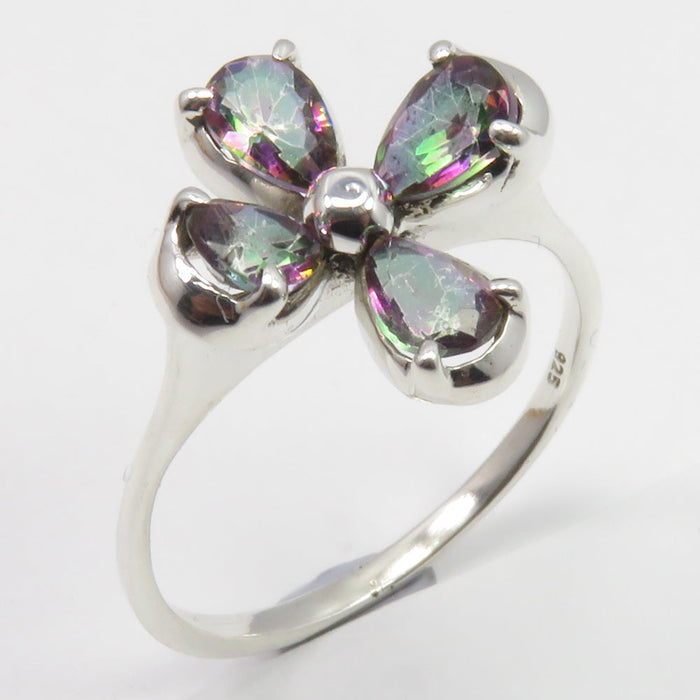 Inel Argint 925 Floare cu Topaz Mistic