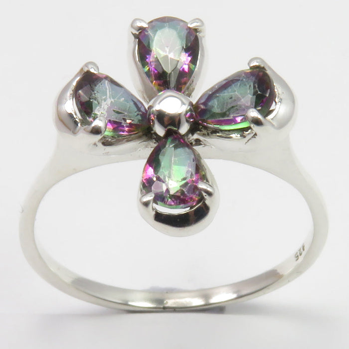 Inel Argint 925 Floare cu Topaz Mistic