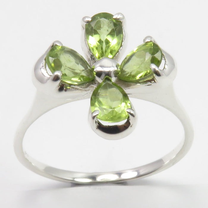 Inel Argint 925 Floare cu Peridot