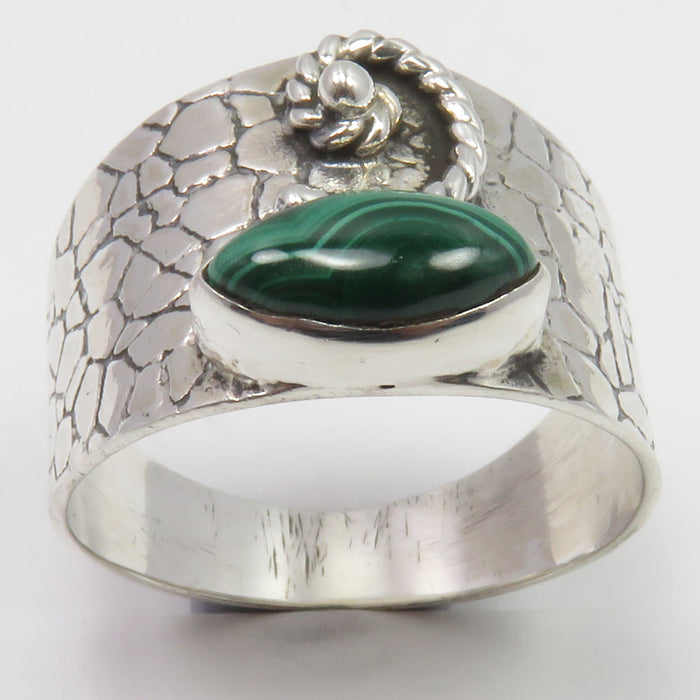 Inel Argint 925 cu Malachit Cabochon