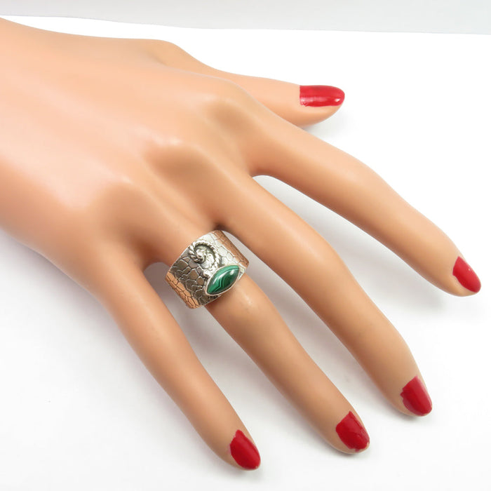 Inel Argint 925 cu Malachit Cabochon