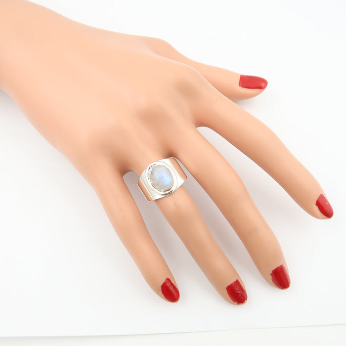 Inel Argint 925 cu Piatra Lunii Cabochon